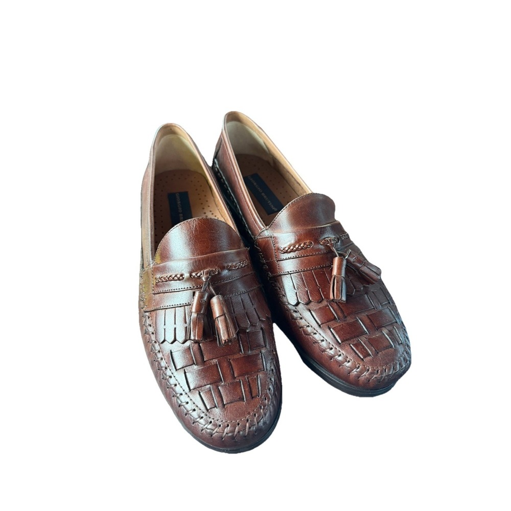 NWOT Giorgio Brutini Antigua woven Brown‎ tassel kiltie Derby loafers Mens 10